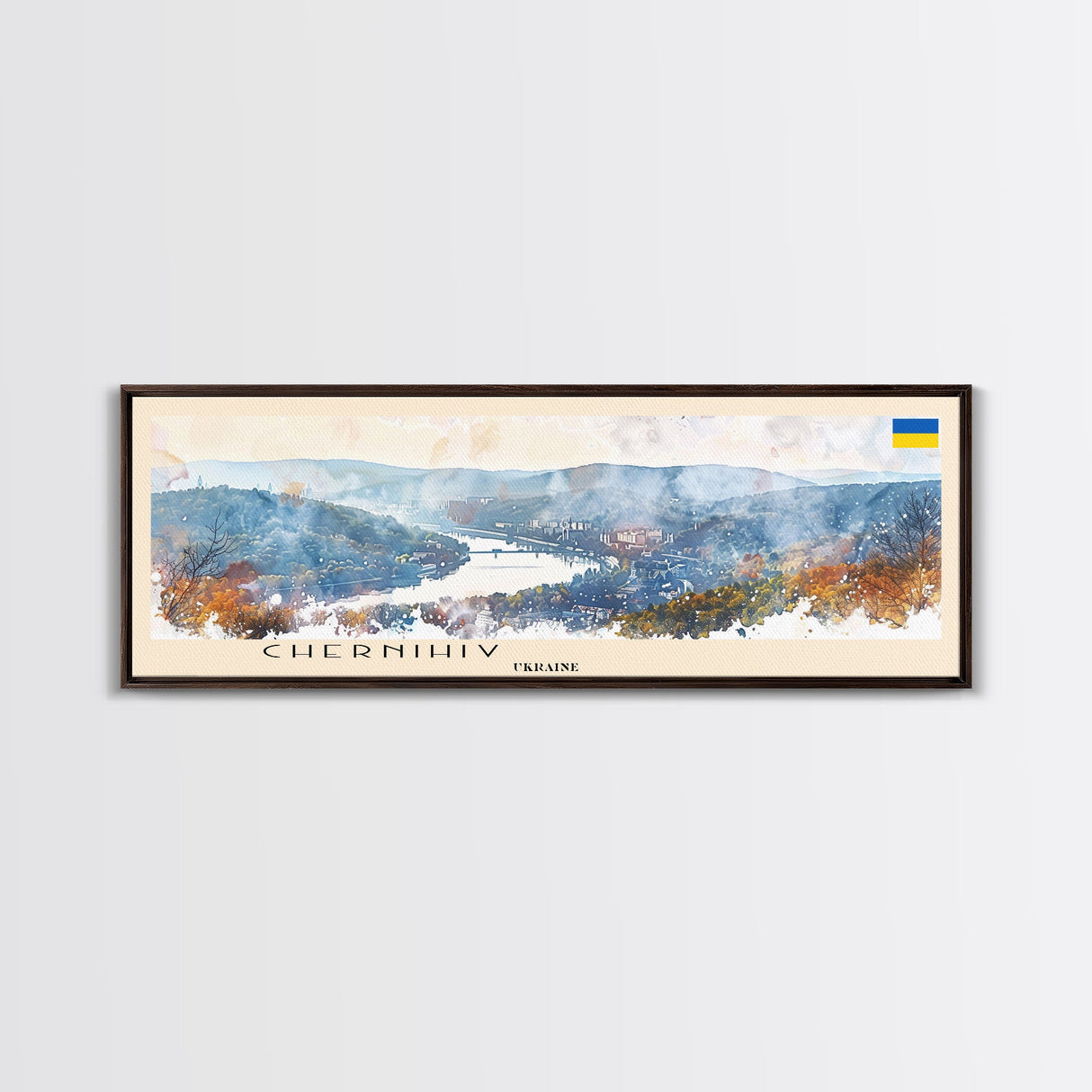 Chernihiv Ukraine Panoramic Travel Poster, Framed Canvas Print or Metal Wall Art, Travel Art, Home Decor, Panoramic Painting, Midcentury Art