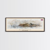 Plymouth United Kingdom Panoramic Travel Poster, Framed Canvas Print or Metal Wall Art, Travel Art, Home Decor, Panoramic Painting, Midcentury Art