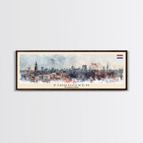 Eindhoven Netherlands Panoramic Travel Poster, Framed Canvas Print or Metal Wall Art, Travel Art, Home Decor, Panoramic Painting, Midcentury Art