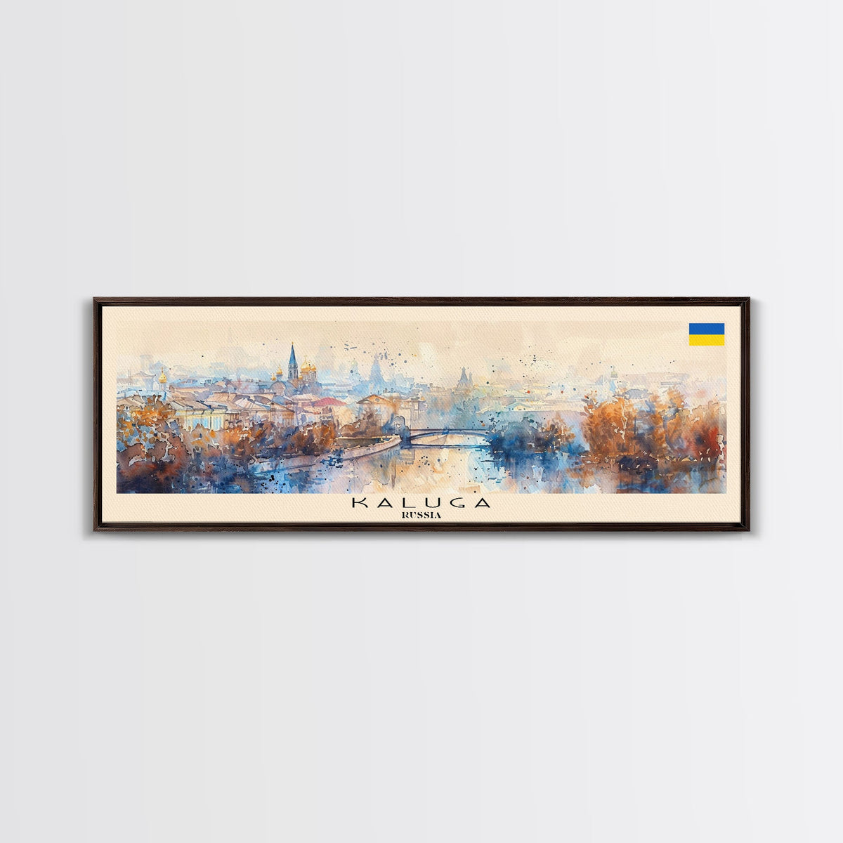 Kaluga Russia Panoramic Travel Poster, Framed Canvas Print or Metal Wall Art, Travel Art, Home Decor, Panoramic Painting, Midcentury Art