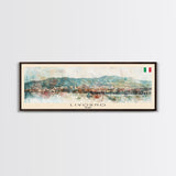 Livorno Italy Panoramic Travel Poster, Framed Canvas Print or Metal Wall Art, Travel Art, Home Decor, Panoramic Painting, Midcentury Art