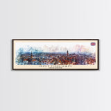 Nottingham United Kingdom Wall Art, Panoramic Travel Poster, Panoramic Framed Canvas Print, City Wall Art, Wall Hanging Home Decor, Travel Art