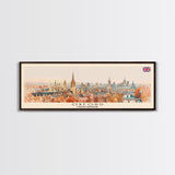 Oxford United Kingdom Panoramic Travel Poster, Framed Canvas Print or Metal Wall Art, Travel Art, Home Decor, Panoramic Painting, Midcentury Art