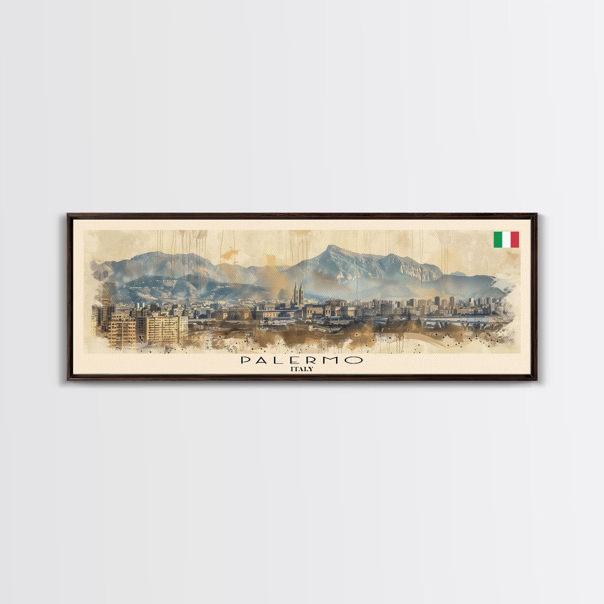 Palermo Italy Travel Print Wall Art, Panoramic City Art, Travel Art, Wall Decor, Vacation Gift, Framed Canvas Print Or Metal Art