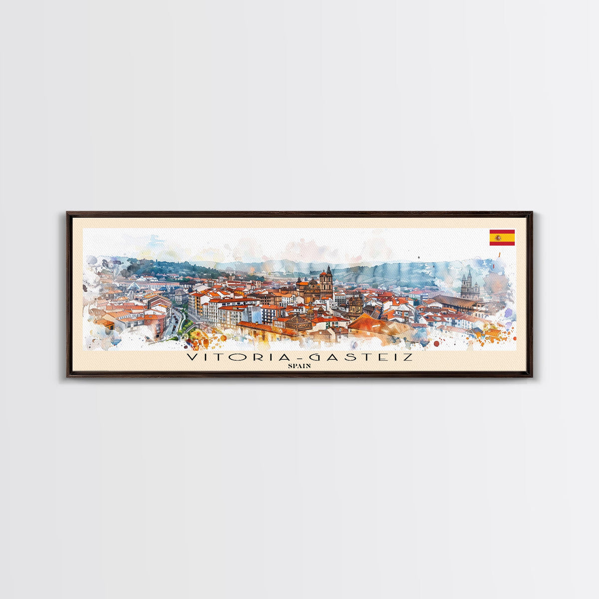 Vitoria Gasteiz Spain Travel Art, City Art, Framed Canvas Print or Metal Wall Art, Europe Travel Poster, Panoramic Wall Art, Extra Wide Wall Art
