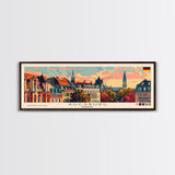 Augsburg Germany Panoramic Travel Poster, Framed Canvas Print or Metal Wall Art, Travel Art, Home Decor, Panoramic Painting, Midcentury Art