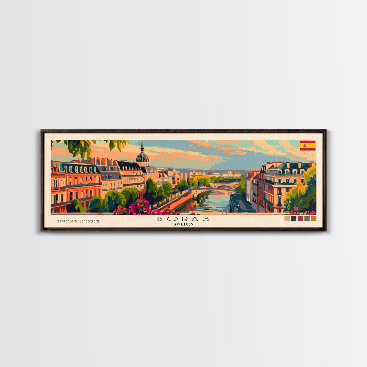 Borås Sweden Travel Art, City Art, Framed Canvas Print or Metal Wall Art, Europe Travel Poster, Panoramic Wall Art, Extra Wide Wall Art