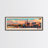 Bremen Germany Wall Art, Panoramic Travel Poster, Panoramic Framed Canvas Print, City Wall Art, Wall Hanging Home Decor, Travel Art