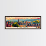 Karlsruhe Germany Panoramic Travel Poster, Framed Canvas Print or Metal Wall Art, Travel Art, Home Decor, Panoramic Painting, Midcentury Art