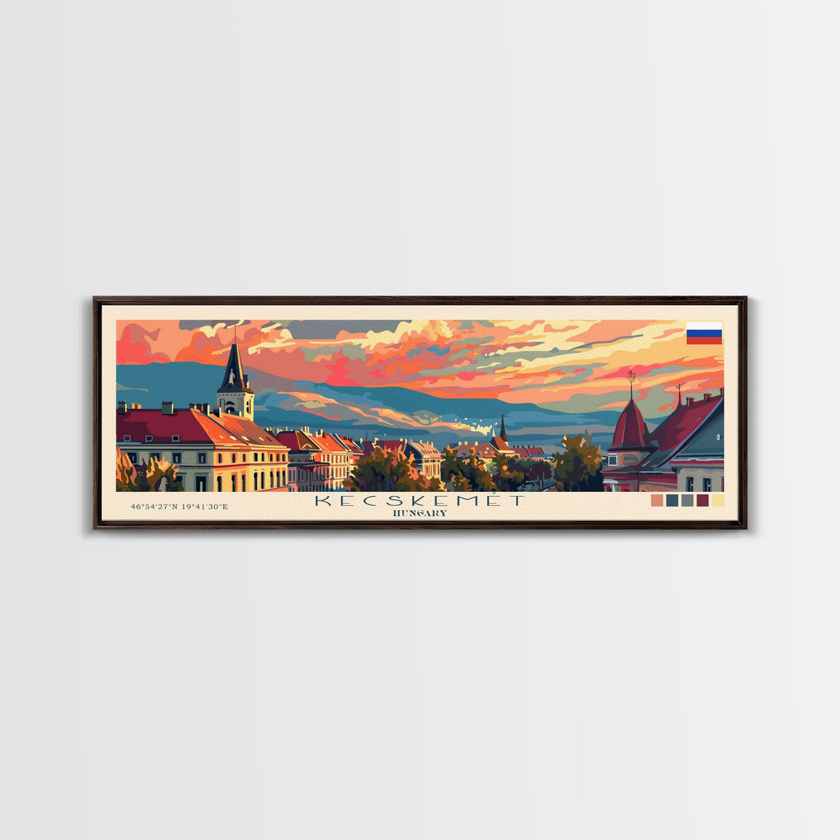 Kecskemet Hungary Wall Art, Panoramic Travel Poster, Panoramic Framed Canvas Print, City Wall Art, Wall Hanging Home Decor, Travel Art