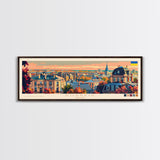 Kharkiv Ukraine Panoramic Travel Poster, Framed Canvas Print or Metal Wall Art, Travel Art, Home Decor, Panoramic Painting, Midcentury Art