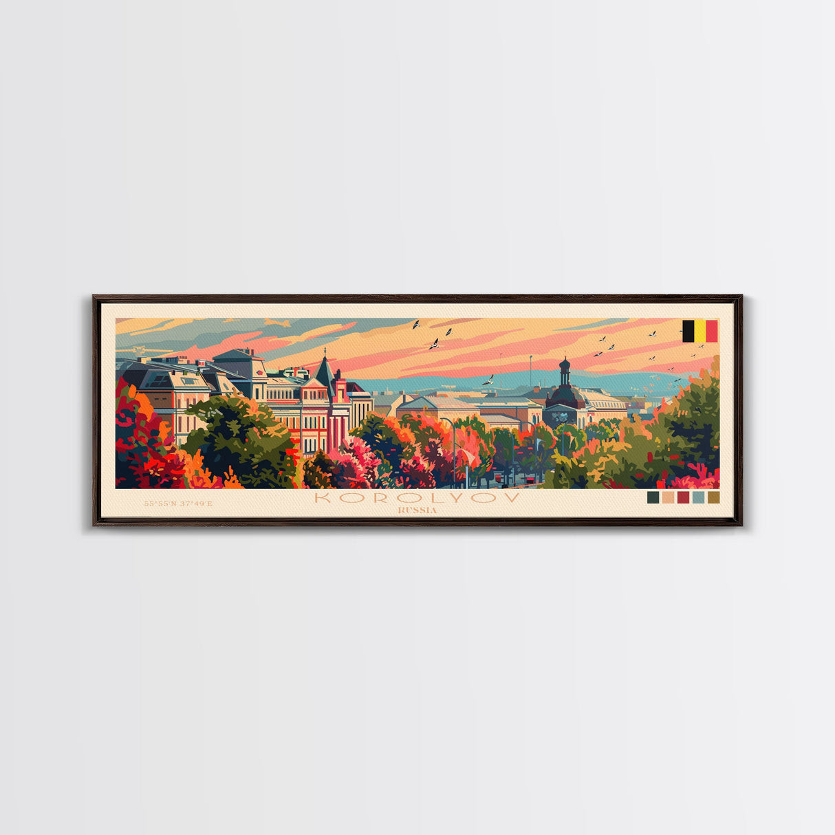 Korolyov Russia Wall Art, Panoramic Travel Poster, Panoramic Framed Canvas Print, City Wall Art, Wall Hanging Home Decor, Travel Art