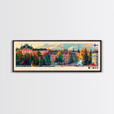 Lahti Finland Panoramic Travel Poster, Framed Canvas Print or Metal Wall Art, Travel Art, Home Decor, Panoramic Painting, Midcentury Art
