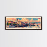 Portsmouth United Kingdom Wall Art, Panoramic Travel Poster, Panoramic Framed Canvas Print, City Wall Art, Wall Hanging Home Decor, Travel Art