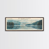 Belews Lake North Carolina Panoramic Framed Canvas Print, Lake House Decor, Scenic View, Travel Poster, Minimalist Art, Home Decor