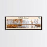 Birch Lake Framed Canvas Print, Panoramic Lake House Decor, Scenic View, Travel Poster, Rustic Art, Lake Painting