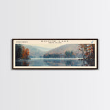 Boone Lake Rhode Island Framed Canvas Print, Panoramic Lake House Decor, Scenic View, Travel Poster, Rustic Art, Lake Painting