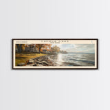 Cayuga Lake New York Framed Canvas Print, Lake House Art, Panoramic Travel Poster, Wide Wall Art, Modern Lake Painting, Home Decor
