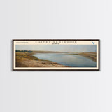 Cheney Reservoir Kansas Framed Canvas Print, Panoramic Lake House Decor, Wide Wall Art, Travel Poster, Rustic Lake Painting, Home Decor