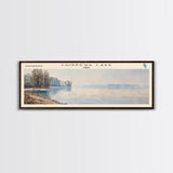 Chippewa Lake Ohio Framed Canvas Print, Lake House Decor, Panoramic Wide Art, Travel Poster, Modern Lake Painting, Nature Art
