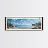 Cold Lake Framed Canvas Print, Lake House Art, Panoramic Wide Art, Travel Poster, Modern Lake Painting, Home Decor