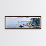 Dauphin Lake Framed Canvas Print, Lake House Decor, Panoramic Wall Art, Travel Poster, Modern Lake Painting, Nature Art