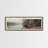 Deep Creek Lake Maryland Framed Canvas Print, Lake House Decor, Panoramic Wall Art, Travel Poster, Modern Lake Painting, Nature Art