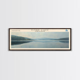 Dore Lake Framed Canvas Print, Lake House Decor, Panoramic Wall Art, Travel Poster, Rustic Lake Painting, Home Decor