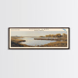 Homme Lake North Dakota Framed Canvas Print, Lake House Decor, Panoramic Wall Art, Travel Poster, Beautiful Lake Painting, Nature Art
