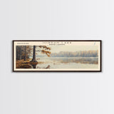 Jordan Lake North Carolina Framed Canvas Print, Lake House Art, Panoramic Travel Poster, Wall Art, Stunning Lake Painting, Home Decor