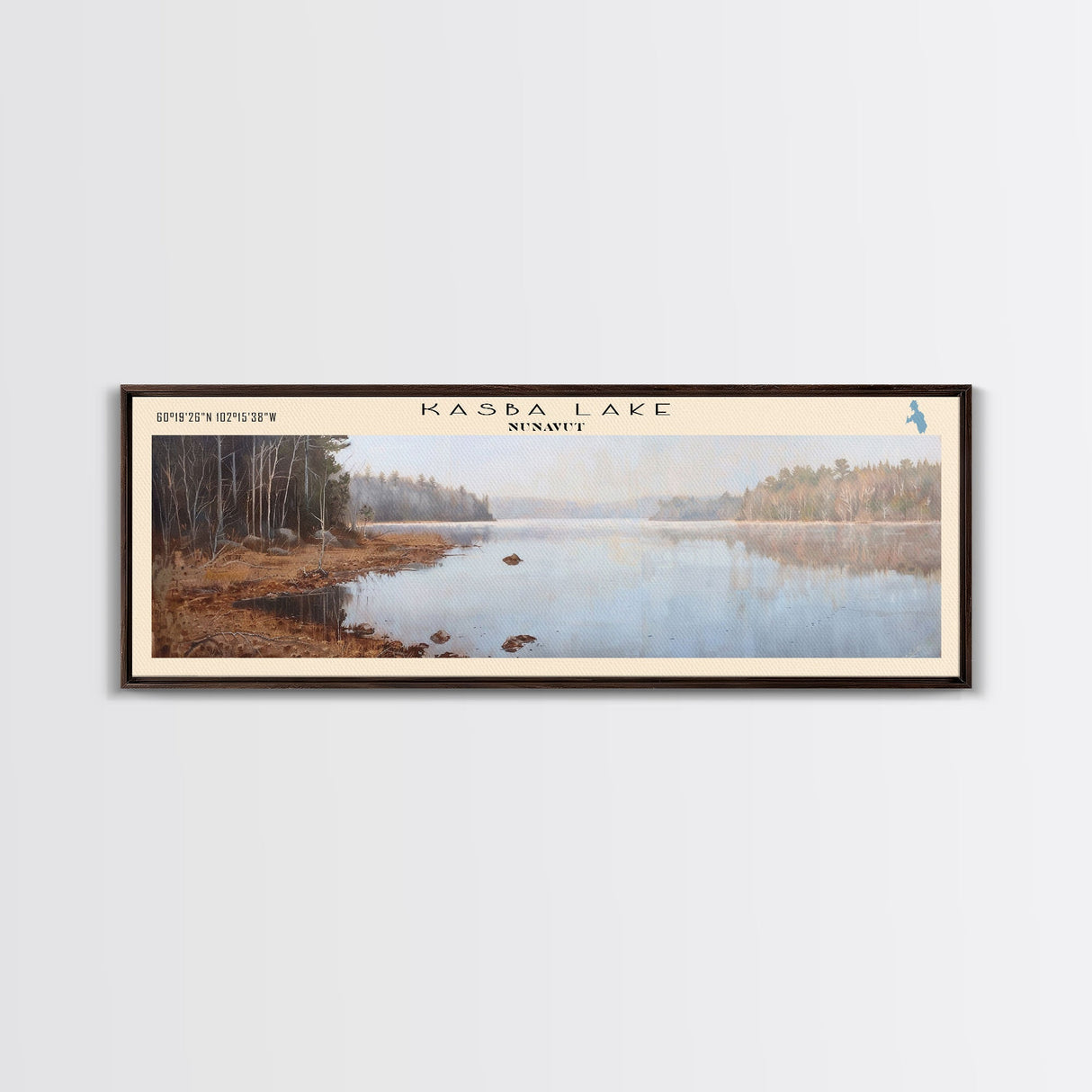 Kasba Lake Framed Canvas Print, Lake House Decor, Panoramic Wall Art, Travel Poster, Beautiful Lake Painting, Home Decor