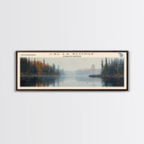 Lac La Plonge Lake Billy Chinook Oregon Framed Canvas Print, Panoramic Lake House Decor, Wall Art, Travel Poster, Scenic Lake Painting, Home Decor