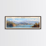 Lake Berryessa California Framed Canvas Print, Panoramic Lake House Decor, Wall Art, Travel Poster, Serene Lake Painting, Home Decor
