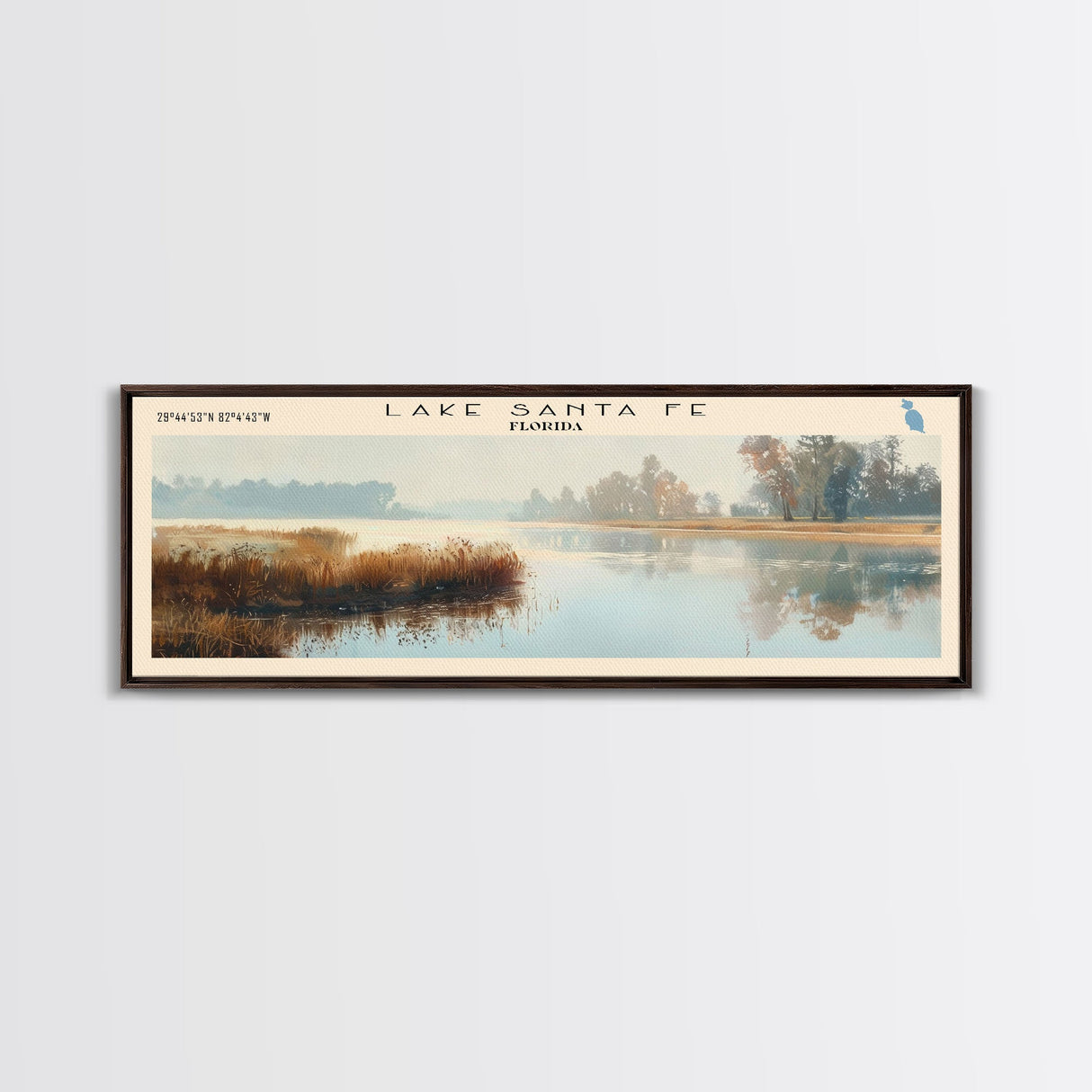 Lake Santa Fe, Boho Art, Stunning Landscape, Travel Poster Art, Wall Art, Home Decor, Nature Scene, Lake Painting, Minimalist Art, Bedroom Decor, Travel Print, Framed Canvas Print, Lake House Decor, Panoramic Print