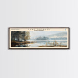 Lake Sunapee New Hampshire Framed Canvas Print, Lake House Decor, Panoramic Wall Art, Travel Poster, Scenic Landscape Painting, Living Room Decor