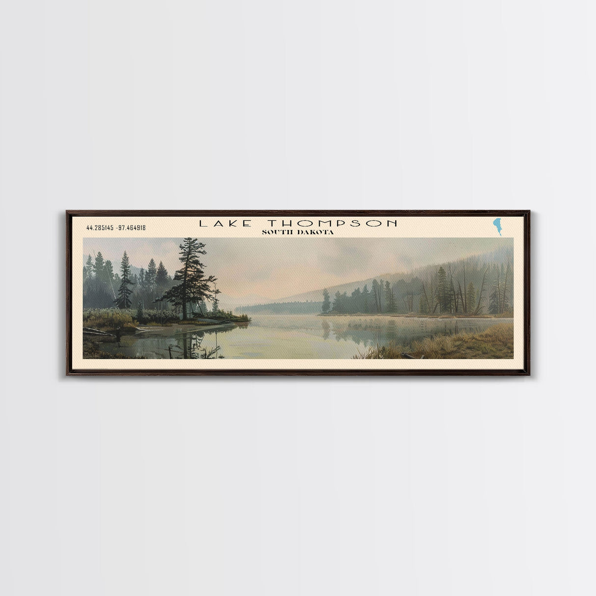 Lake Thompson South Dakota Framed Canvas Print, Lake House Decor, Panoramic Wall Art, Travel Poster, Serene Landscape Painting, Living Room Decor