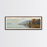 Lake Willoughby Vermont Framed Canvas Print, Lake House Decor, Panoramic Wall Art, Travel Poster, Scenic Landscape Painting, Living Room Decor