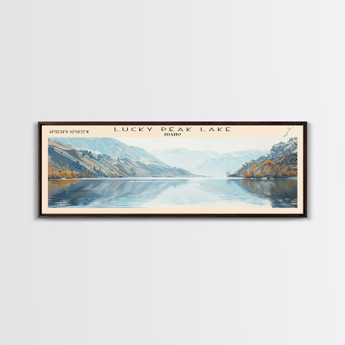 Mashapaug Lake Connecticut Framed Canvas Print, Lake House Decor, Panoramic Wall Art, Travel Poster, Beautiful Landscape Painting, Living Room Decor