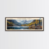 Monksville Reservoir New Jersey Framed Canvas Print, Lake House Decor, Panoramic Wall Art, Travel Poster, Landscape Painting, Bedroom Decor
