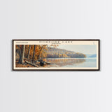 Owasco Lake New York Framed Canvas Print, Lake House Decor, Panoramic Wall Art, Travel Poster, Beautiful Landscape Painting, Modern Art