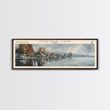 Red Deer Lake Framed Canvas Print, Lake House Decor, Panoramic Wall Art, Travel Poster, Beautiful Landscape Painting, Contemporary Art