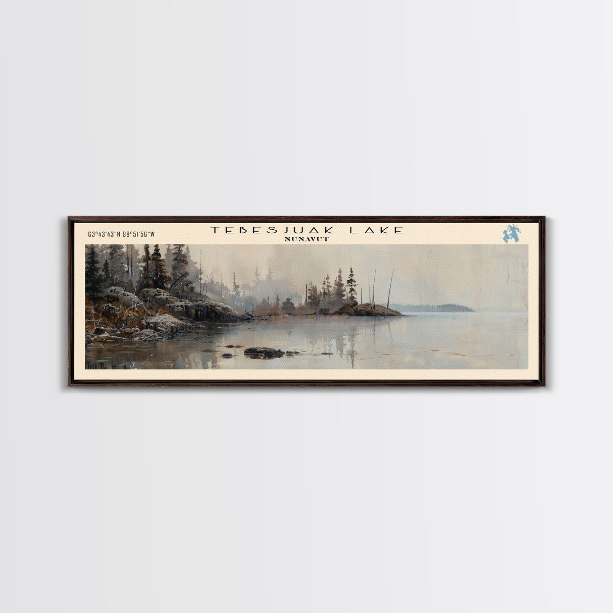 Trout Lake Canada Northwest Territories Panoramic Wall Art, Framed Canvas Print, Lake House Decor, Travel Poster, Beautiful Lake Scene, Home Decor