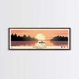 Arkabutla Lake Mississippi Framed Canvas Print, Panoramic Wall Art, Midcentury Modern, Pop Art, Travel Poster, Scenic Lake House Art