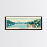 Beech Fork Lake West Virginia Framed Canvas Print, Panoramic Wall Art, Midcentury Modern, Pop Art, Travel Poster, Scenic Lake House Decor, Bedroom Art