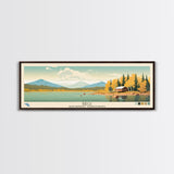 Birch Northwest Territories Framed Canvas Print, Panoramic Wall Art, Midcentury Modern, Pop Art, Travel Poster, Scenic Living Room Decor, Lake House Art