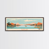 Boone Lake Rhode Island Framed Canvas Print, Panoramic Travel Poster, Midcentury Modern Wall Art, Pop Art, Nature Bedroom Decor, Scenic Lake House Art