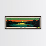 Candle Lake Saskatchewan Framed Canvas Print, Midcentury Modern Panoramic Wall Art, Living Room Decor, Pop Art, Travel Poster Art, Scenic Nature Painting