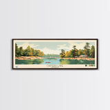 Carters Lake Georgia Framed Canvas Print, Pop Art Panoramic Travel Poster, Midcentury Modern, Wall Art, Scenic Nature Painting, Bedroom Decor, Living Room Art