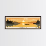 Clearwater Lake Missouri Framed Canvas Print, Pop Art Panoramic Travel Poster, Midcentury Modern, Wall Art, Scenic Nature Painting, Bedroom Decor, Living Room Art