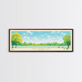 Crab Orchard Lake Illinois Framed Canvas Print, Midcentury Modern Panoramic Wall Art, Living Room Decor, Pop Art, Travel Poster Art, Scenic Nature Painting, Lake House Decor
